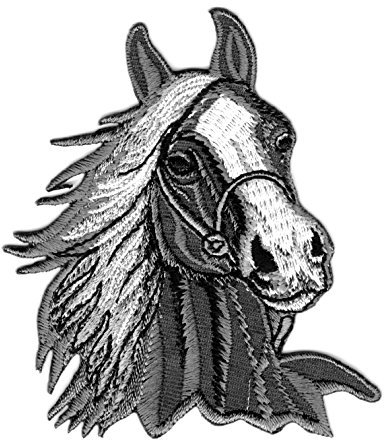 Aufnäher Aufbügler Iron on Patches Applikation Sticker Pferd 7 x 8cm Farbe: Grau vor219-123