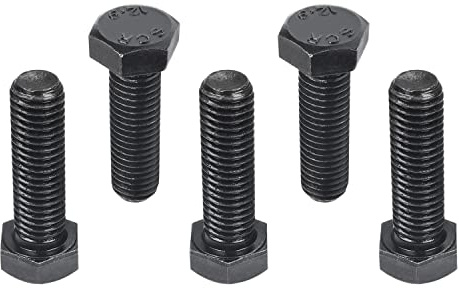 MroMax Lot de 5 boulons hexagonaux M12 à gauche M12-1,75 x 40 mm en acier au carbone entièrement fileté métrique de grade 12,9 Noir