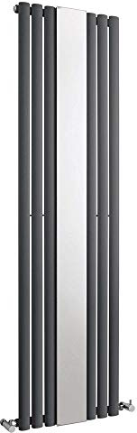 MILANO Anthracite Vertical Single Oval Panel Radiator Mirror 1800 x 499mm