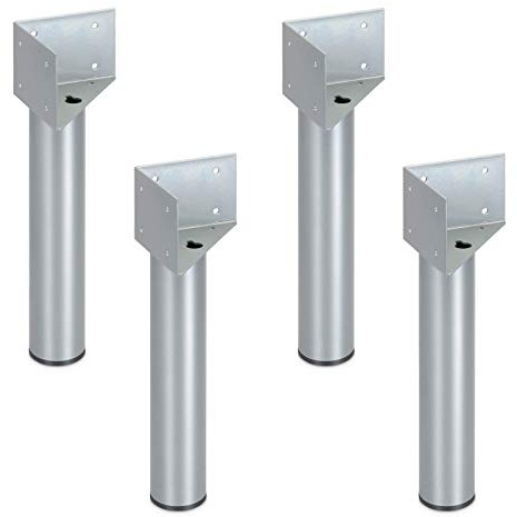 SOTECH 4 x Möbelfuß 246 x 50 mm inkl. Montagewinkel 100 x 100 x 70 mm | silber pulverbeschichtet Stützfuß von SOTECH