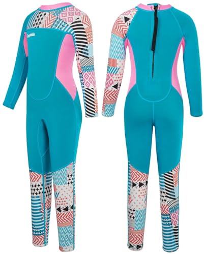 Gogokids Langarm-Neoprenanzug für Kinder, 2,5mm Neopren UV-Badeanzug Rückenreißverschluss, Thermo Neoprenanzüge für 2-10 Jahre Mädchen Jungen zum Schwimmen, Surfen, Tauchen