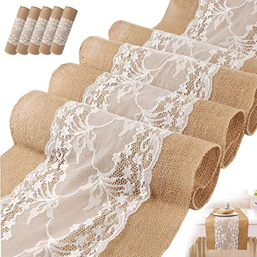 ZIYUEZIKUN ZIYUEZIKUN zhaojiexiaodian Jute-Tischläufer, 5 Stück Tischläufer Vintage für Hochzeit, Festival, Veranstaltung, Tischdekoration, 30 x 275 cm