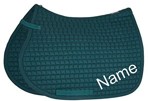 Eskadron racinggreen Cotton VS-Schabracke mit individuellem Namen Bestickt, Schriftart:Holli, Garnfarbe Maderia:pink 1815