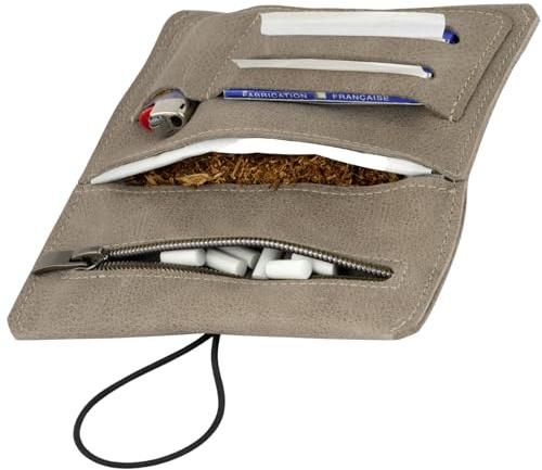 Simaru Tobacco Pouch – soft Premium Italian Real Leather – Tabacco Bag Fully Made in Europe – Built to Last, with Filter Compartment & Rolling Paper Holder