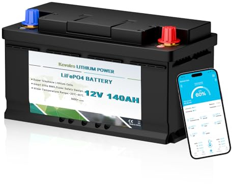 12V 140Ah Lithium Batterie LiFePO4，APP Überwachung, 150A BMS，Tiefer Zyklusakku für Wohnmobil und Solaranlage, Boote &Caravan Off-Grid