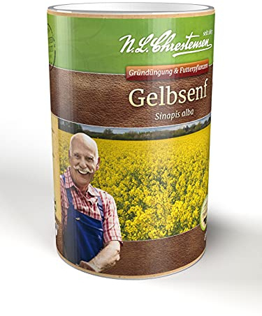 Chrestensen Gelbsenf Samen 400g Dose Samenfestes Saatgut | für ca. 80m², Gründünger, Grünfutter, Streudose