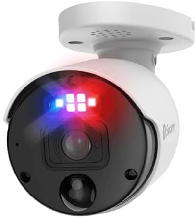 Swann Caméra de sécurité à Domicile, POE Cat5e NVR vidéo 4K, Surveillance Filaire extérieure intérieure, Vision Nocturne Couleur, détection de Mouvement Thermique, lumières LED Clignotantes, Analyse
