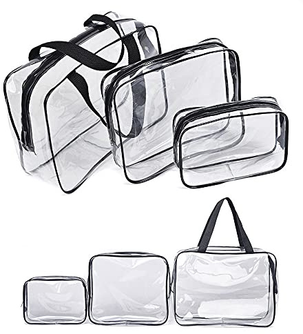 Transparent toalettväska, 3 i 1 transparent kosmetisk väska, vattentät PVC-sminkväska, för badrum, resor, semester, svart, 30 cm x 22 cm, 24 cm x 19 cm, 18,5 cm x 14 cm, Svart, 30 cm x 22 cm,24 cm x