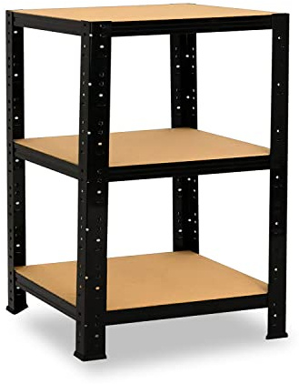 shelfplaza Black 90x50x50cm Schwerlastregal schwarz mit 3 Böden x 175kg | Kellerregal · Lagerregal · Metallregal · Regale für Kellerraum · Steckregal · Abstellraum Regal