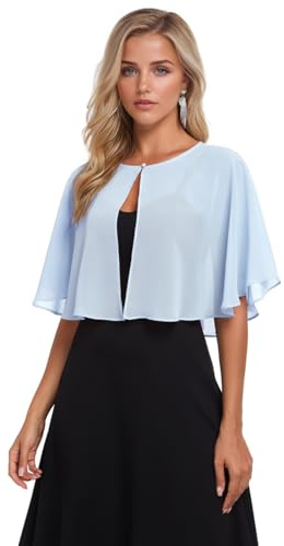 Pukguro Liten cape för kvinnor, sjal i mjuk chiffong, bolero, axelvärmare för kväll, bröllop, täckande