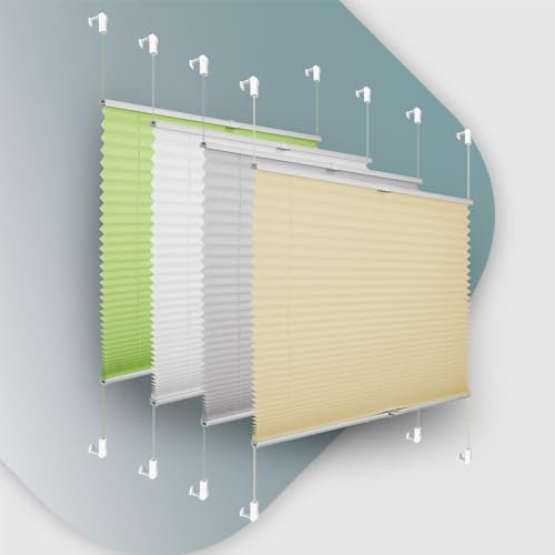 Plissee ohne Bohren Klemmfix 75x110cm(BxH) Creme Jalousie Sonnenschutz Easyfix Faltrollo Lichtdurchlässig Rollo für Fenster & Tür