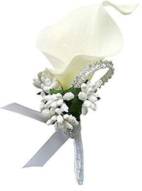 Wambere 2 Stück Boutonniere,Hochzeit Boutonniere Blumen,Hochzeit Zubehör Künstliche Ansteckblume Bräutigam Hochzeitsanstecker mit Schleife & Clip für Braut Brautjungfer Gäste Herren Damen Party,Creme