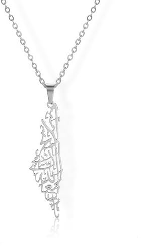 Amaxer Israel Palästina Karte Halskette Libanon Karte Anhänger Halskette für Männer Land Geographie Liban Karte Edelstahl Schmuck Geschenk Kette Halskette