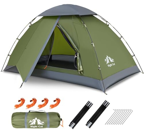 Night Cat Tienda de campaña actualizada para 1 2 Personas, fácil instalación, Tienda de campaña con Clip para Adultos exploradores, Resistente, Impermeable, compacta, Ligera, tamaño Doble