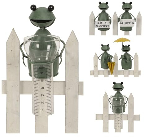 NETPROSHOP Zaunfigur Frosch Zaunhocker Frösche oder Regenmesser Metall Höhe ca. 16-20 cm, Auswahl:Regenmesser