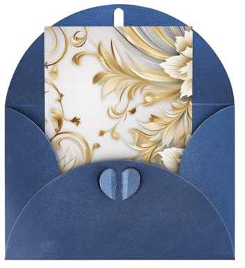 BONDIJ Grußkarten mit Umschlägen, Gold- und Weiß-Muster, Dankeskarte, Blanko-Karten für alle Anlässe, Geburtstag, Dankeschön, Hochzeit, Urlaub, Partys und mehr, 10,2 x 15,2 cm