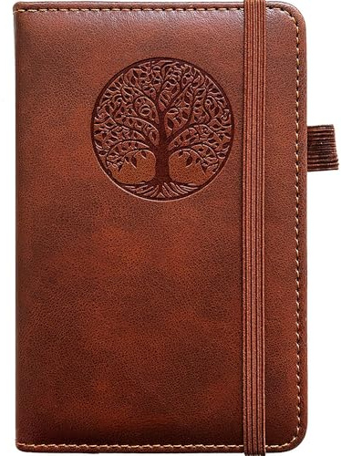 BIYUNRO Small Pocket Notebook, Leather Journal Mini (Brown)