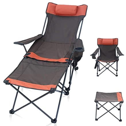 DRMEE Klappstuhl Angelstuhl Campingstuhl Klappbarer Tragbarer Liegestuhl Mit Getränkehalter, Abnehmbarem Beistelltisch Und Tragetasche Mit Kissen Camping Stuhl (Color : B)