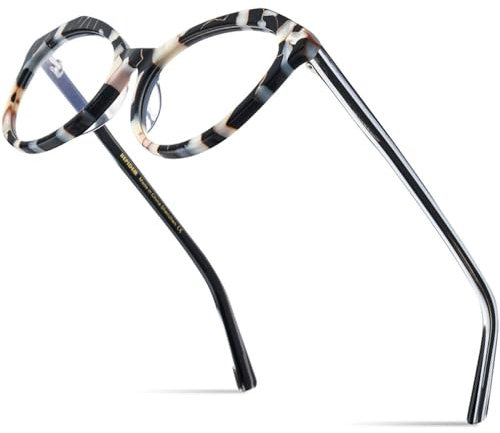 MUTYNE Mehrfarbige Acetat-Brillenfassung für Damen, Cat-Eye-Brille, Cateye-Brille, Schwarz, Weiß, Einheitsgröße