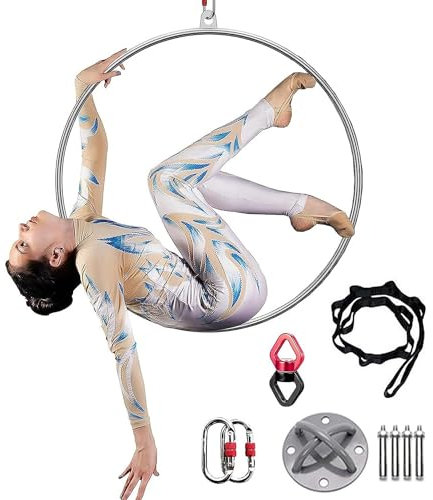 Qiang Fitness Aerial Lyra Hoop Set 31/33/35/37/39 Zoll Für Erwachsene Suspension Professioneller Ring Edelstahl Hoop Circus Aerial Equipment Für Akrobatik-Performance,Diameter-80cm