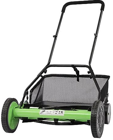 Cortacésped manual, empujador manual con cesta, ancho de corte: 50,8 cm, altura de corte ajustable 3,4 – 6,4 cm