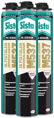 Sista M537 1K-Pistolen Universalschaum zur Montage von Fenstern und zum Einsatz im WDVS, 3x 750ml
