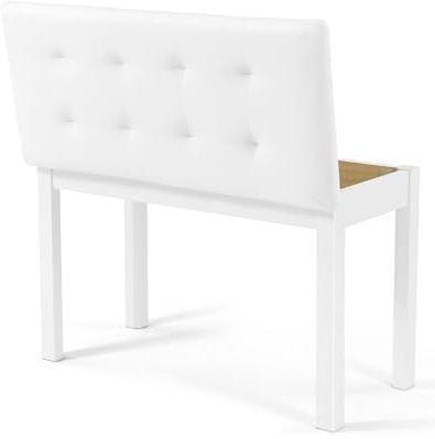 MUSTAR Piano Bench Piano Stool with Storage, 74cm Large Seat Solid Wooden Keyboard Bench, Soft Faux Leather Padded Seat for Vanity, Living Room, Bedroom (White)