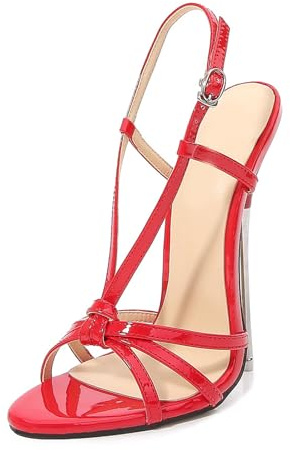 High Heels für Damen. Unisex-Sandalen mit extrahohem Absatz für Männer und Frauen. 16 cm Stiletto-Sandalen für Pole Dance und Stripper-Club,Rot,43 EU