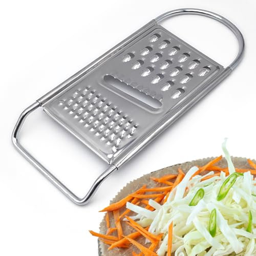 Leddy Living - Rallador Plano de 21 cm | Acero Inoxidable | Mandolina Multiusos para Queso, Verduras, Jengibre, Chocolate | Fácil Limpieza y Compacto | Utensilio de Cocina Profesional, Acero Aleado