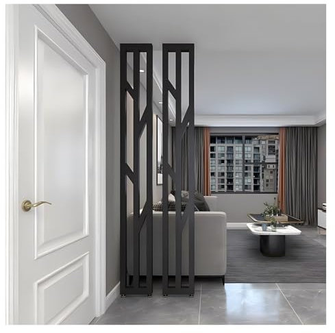 YLLFFLL Living Room Floor to Ceiling Wall Post Partitions Screens White Black, Metal Modern Room Divider Column with Adjustable Feet, Office Dividers Pillars(Black,75cm/29.5in/2.46ft)