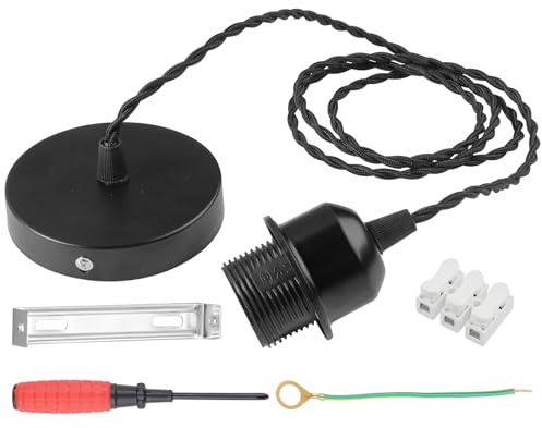 Portalámparas E27 150cm Cable Doble Línea Casquillos para Bombillas E27 | Porta Lámparas Techo E27 con Cable y Destornillador para Dormitorio Comedor Lámpara de Techo Lámpara Colgante Salón Cocina