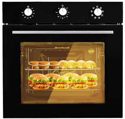 Hipicute 24” Electric Built-In Single Wall Oven - 2.5 Cu.Ft, 5 Cooking Functions, 3000W, Double-Layered Glass Door, Mechanical Knobs - Perfect for Your Kitchen