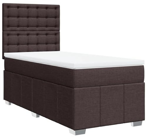 vidaXL Cama Box Spring con colchón Tela marrón Oscuro 90x200 cm