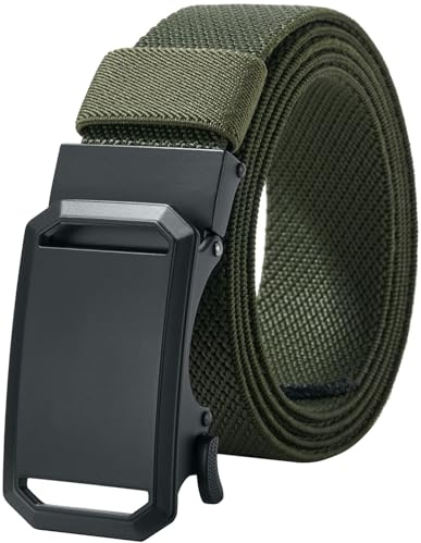 LionVII Automatik Gürtel Herren,Elastischer Nylon-Gürtel,Verstellbar 27-49 | 130m Ratsche Freizeit für Jeans,Dehnbar Flexibe,Ohne Löcher Atmungsaktiv Bequem,Arbeitsgürtel Wandern, Zuschneidbar 75-125cm