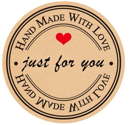 1,45 tum Handgjord med kärlek 120 st Små företagsetiketter Kuvert, Love Heart Baking Kraft, Tack för din beställning Tätningsklistermärken Dekoration för företag, Just för dig Klistermärken (Just för