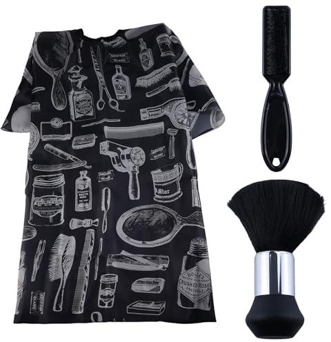 JRSHIRLEYLTD Capa de peluquería negra para adultos, Vestido de corte de pelo, Capa impermeable con cepillo de cuello ajustable, Negro, Länge 100 cm