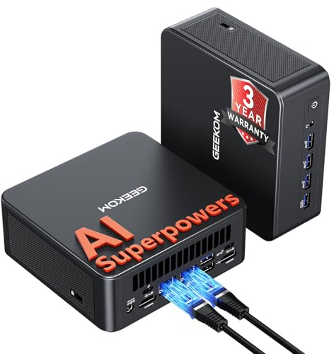 GEEKOM [2026 AI Superpowers IT13MAX Mini PC Windows 11 Pro,with Ultra 9-185H(Up to 5.1GHz),1TB SSD, DDR5 16GB RAM(Up to 96GB), 4K@120Hz Quad Display/Dual USB4/8×USB/ WiFi7 for Gaming/Video Editing