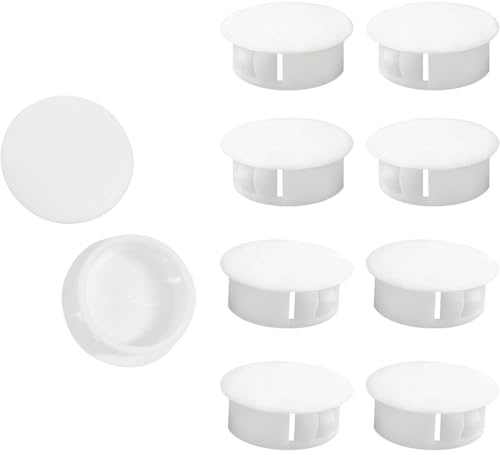 Addein 10Pcs Plastic Hole Plugs, Snap on Type Screw Cap, 20mm Flush Type Round Hole Plugs Cover, Drill Hole Cover Caps for Cabinet Desk Table Chair Cupboard Wardrobe