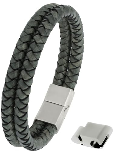 Simaru Lederarmband Made in Germany | Echtleder-Armband mit Edelstahlverschluss für Herren