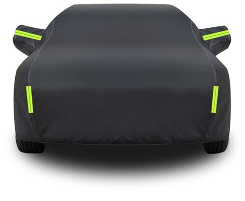 Gaoxianglin Cubierta para Auto para 𝖬𝗂𝗇𝗂 I Cabrio, Fundas para Coche Transpirable Anti-UV Antipolvo,Cubierta para Coche con Cremallera y Tira Reflectante Antilluvia Cubre Forro de Algodón(Black)