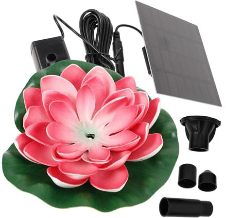 TOYANDONA Solarbetriebener Schwimmender Gartenbrunnen Lotus Design 7v 1,2w Roter Wasserbrunnen Teichbrunnen Außendekoration Energiesparend Langlebig