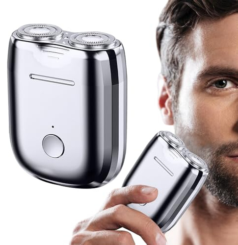 Electric Mini Haver for Men, 2025 Upgrade Electric Razor for Men, Double Head Razor, Wet & Dry Shaving Machine, Portable Razors, Waterproof Compact Electric Shaver for Home, Travel, Office (Silver)