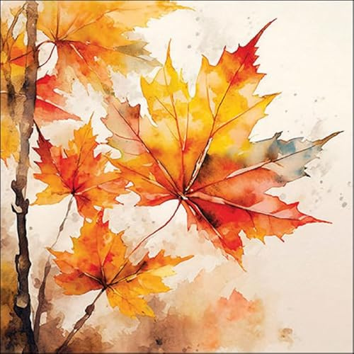 20 Servietten Herbst Herbstblätter in Malfarben als Tischdeko. Papierservietten mit Motiv. Auch für Decoupage und Serviettentechnik 33x33cm