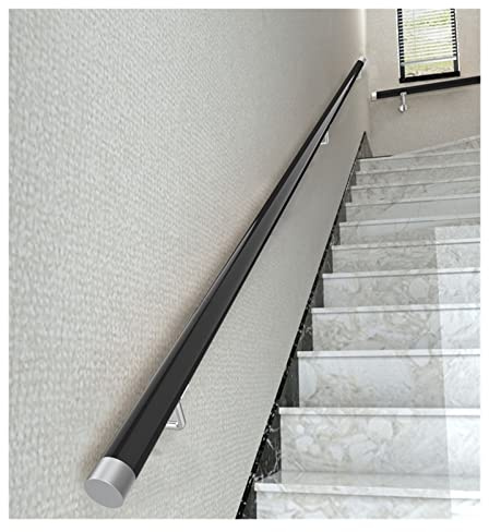 Barandilla redonda para escalera con soportes de pared, pasamanos de apoyo antideslizante para mayor seguridad en pasillos y pasillos, ideal para personas mayores y niños