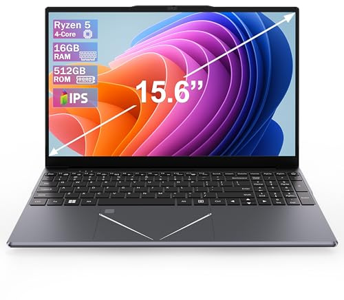 Ordenador portátil de 15,6 FHD IPS, AMD Ryzen 5 3500U, 16GB RAM, 512GB SSD, RJ45, WiFi 2.4/5GHz, Bluetooth, teclado AZERTY con película de silicona, para oficina, estudio, juegos ligeros y uso diario