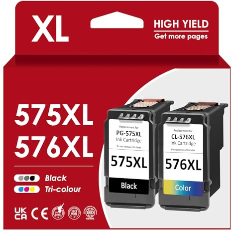575 576 XL Cartuchos de Impresora, PG 575XL CL 576XL Negro Color Recambio para Cartuchos Originales Canon 575 576XL Multipack para Canon Pixma TR4755i TS3550i TS3551i TS3750i TR4750i TR4751i