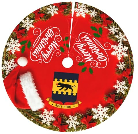 Christmas Tree Skirt Tuskegee Airmen Spit Fire Christmas Decorations Soft Red Green Christmas Decor Mat for Xmas Holiday Decorations 36