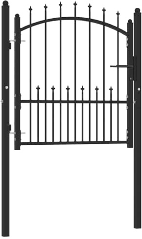 Clôture de jardin pour l'extérieur, porte de clôture avec pointes en acier - 100 x 100 cm - Noir - Pour cours, parcs