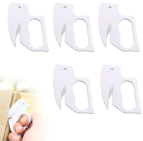 Säker 5-delad brevöppnare set med blad, effektiv post och paketskivare för pappersskärningsuppgifter, kontorsmaterial i vitt