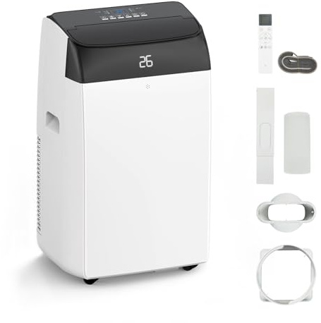 Portable Air Conditioner Standing, 10000 BTU 3-in-1 Unit with Cooling, Dehumidifier & 3 Fan Speeds, Includes Window Kit, Sleep Mode, 24H Timer, Remote Control for Rooms Up to 500 Sq ft